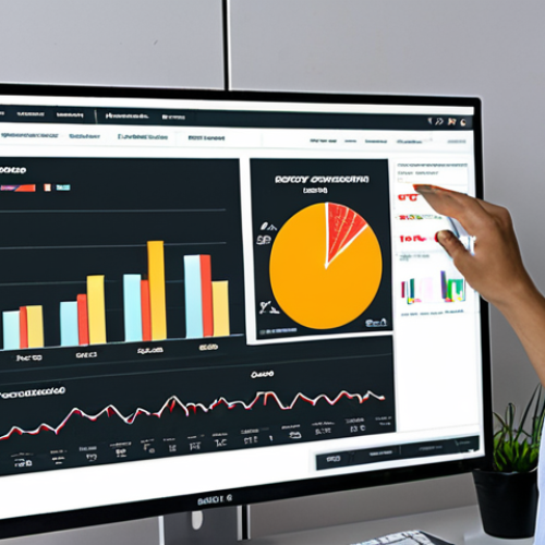 **Image:** A business executive analyzing charts and graphs related to energy consumption and carbon emissions on a computer screen, with a focus on identifying areas for improvement. The setting should be a modern office in Kuala Lumpur.